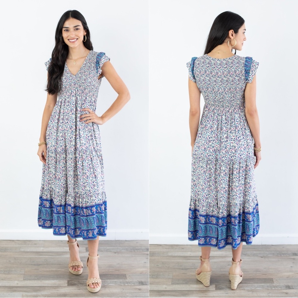 Floral Blue Midi Dress